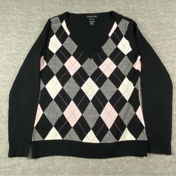 New York‎ & Co Womens 100% Acrylic Argyle V-Neck Long Sleeve Sweater. Size Small - Picture 1 of 8